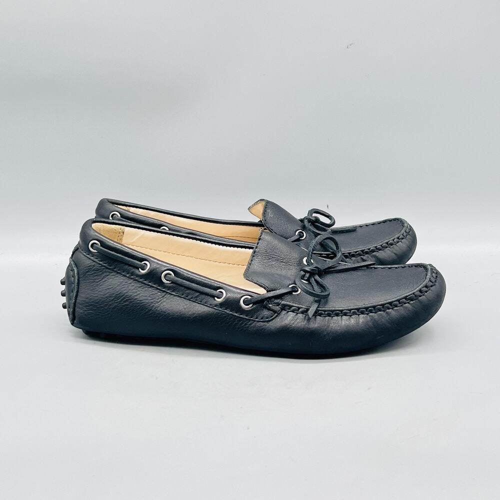 Cole Haan Shoes Women 7 Black Leather Driving Moccasin Flats Bow Slip On Comfort